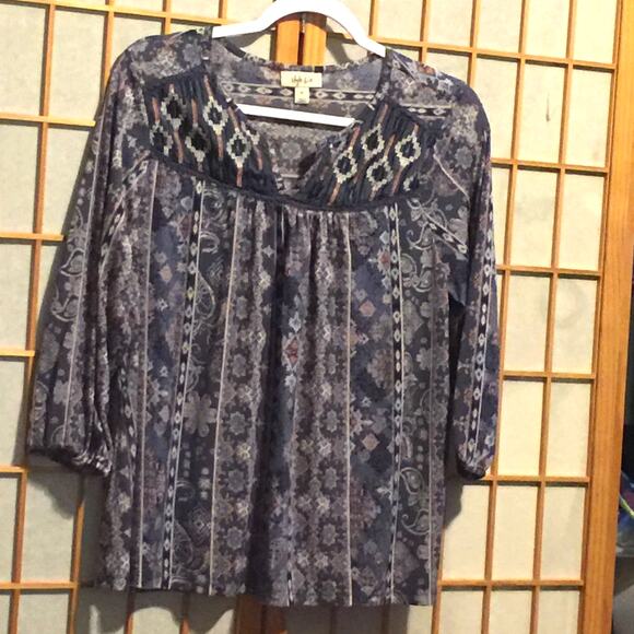 Women's Style & Co 3/4 sleeve top PL - Picture 1 of 6